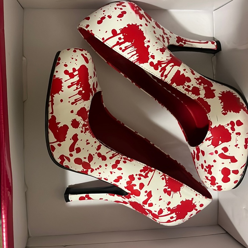 Funtasma Red and White Splatter Heels